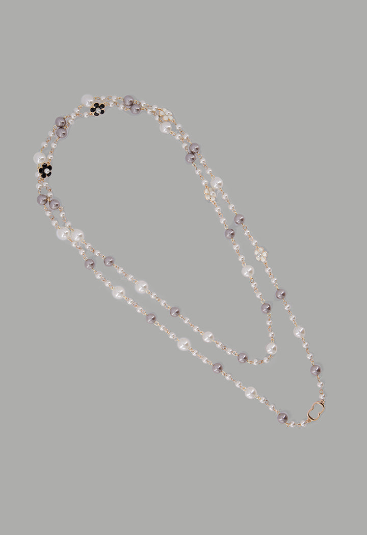 Choice Floral Faux Pearls Necklace Multi Color