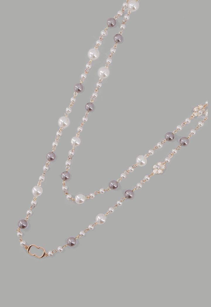 Choice Floral Faux Pearls Necklace Multi Color