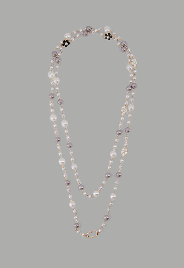 Choice Floral Faux Pearls Necklace Multi Color