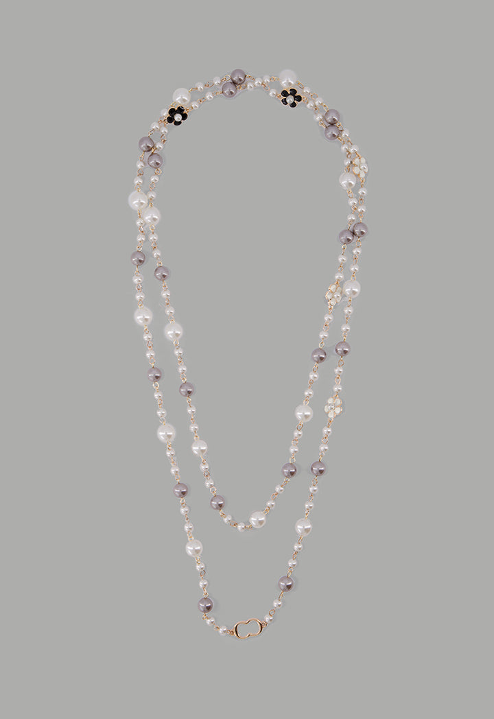 Choice Floral Faux Pearls Necklace Multi Color
