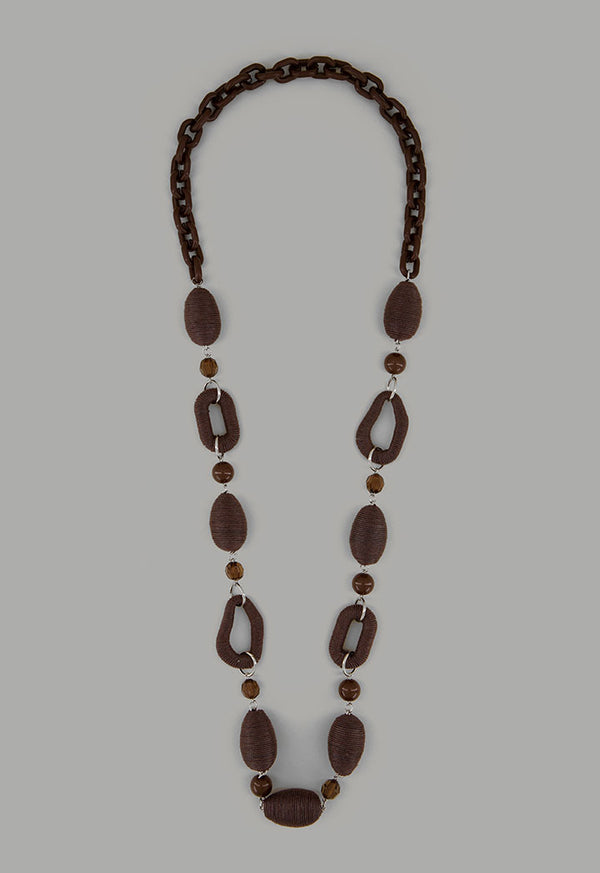 Choice Thread Charms Necklace Brown
