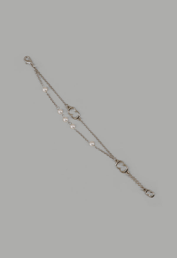 Choice Monogram Faux Pearls Bracelet Silver