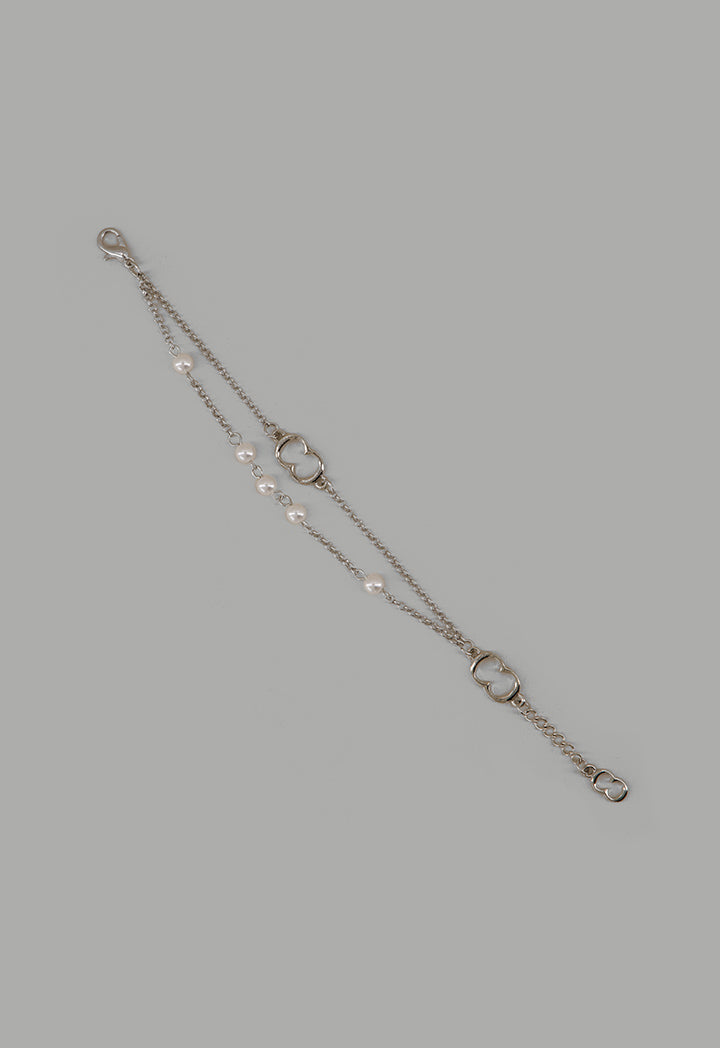 Choice Monogram Faux Pearls Bracelet Silver