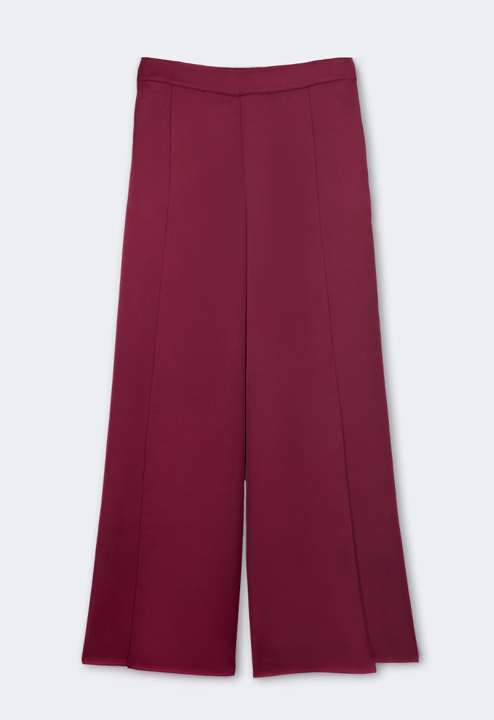 Choice Elastic Waist Palazzo Trousers Burgundy