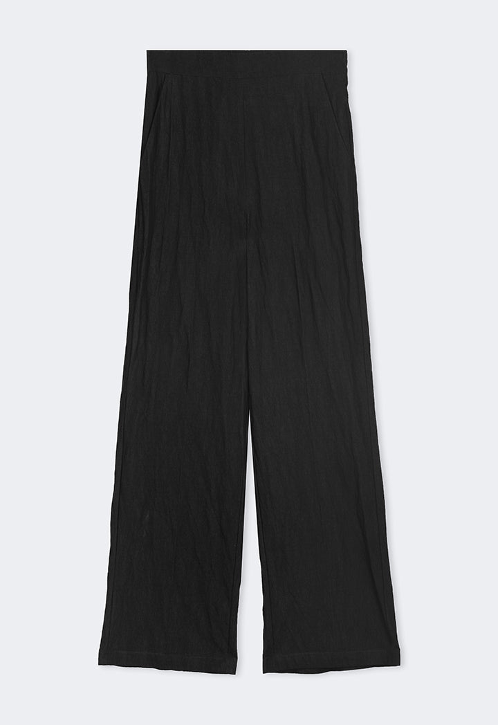 Choice Crinkled Elasticated Waist Trousers Black