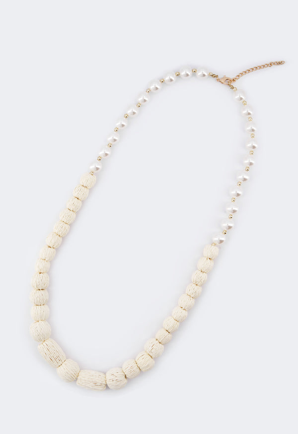 Choice Faux Pearl Thread Wrapped Necklace Off White