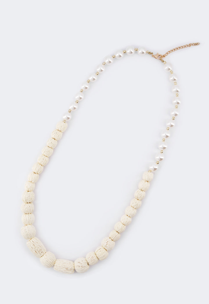 Choice Faux Pearl Thread Wrapped Necklace Off White