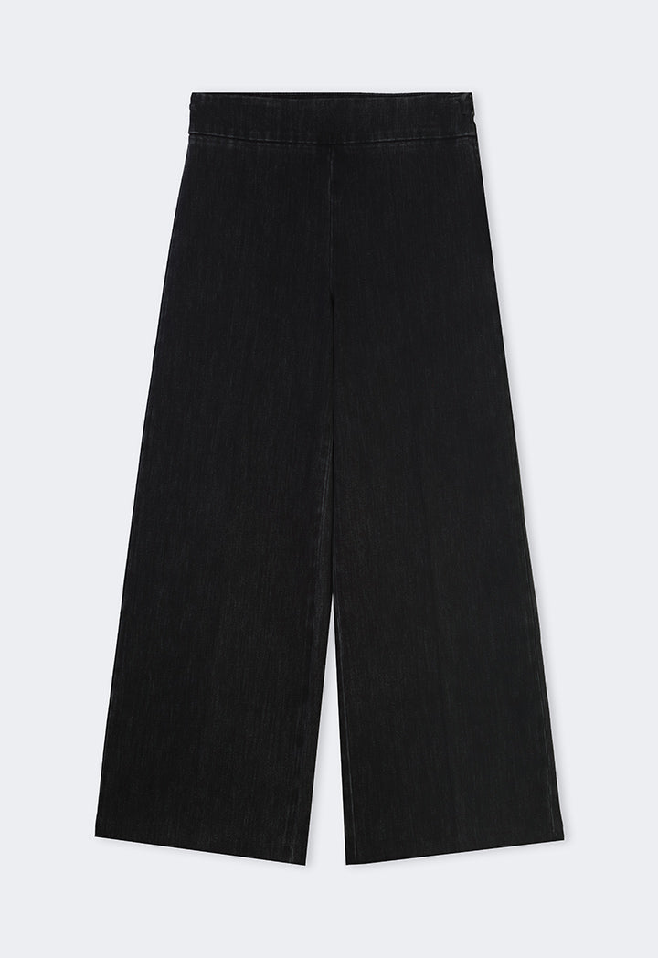 Choice Wide Leg Basic Denim Trousers Black