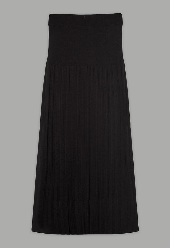 Choice Knitted Pleated Maxi Skirt Black