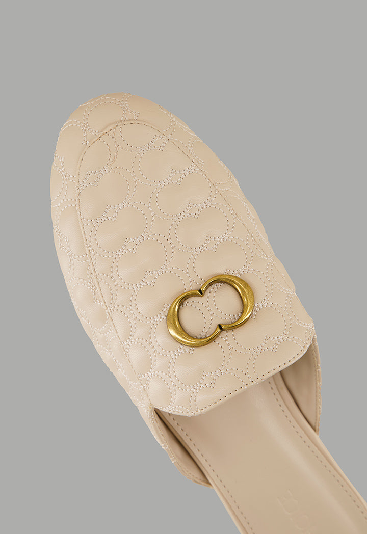 Choice Quilted Embellished Mules Nude