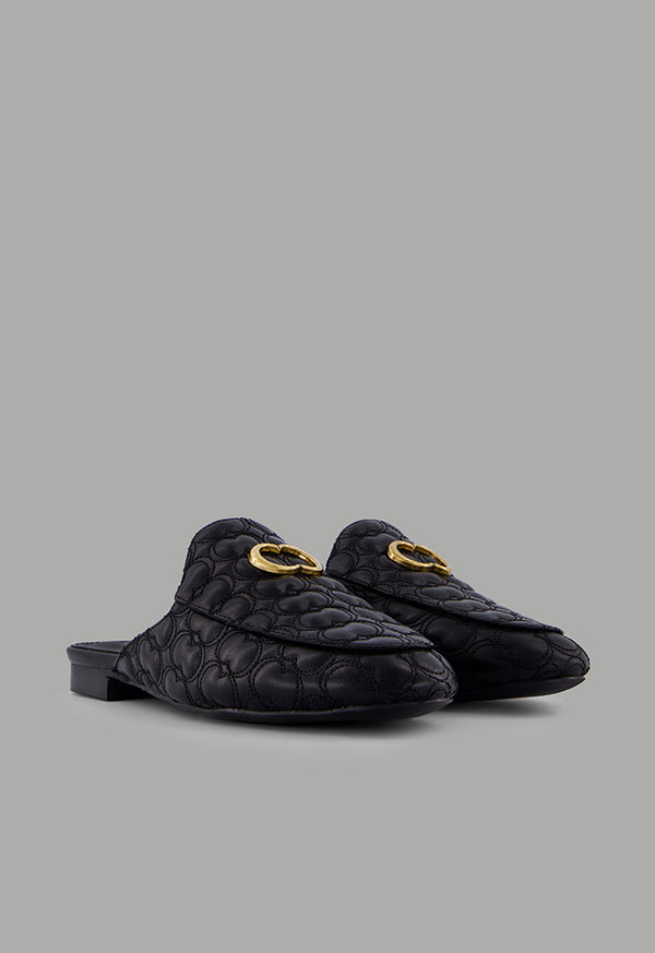 Choice Quilted Embellished Mules Black