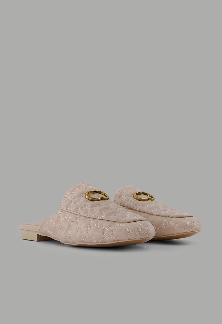 Choice Quilted Embellished Mules Nude