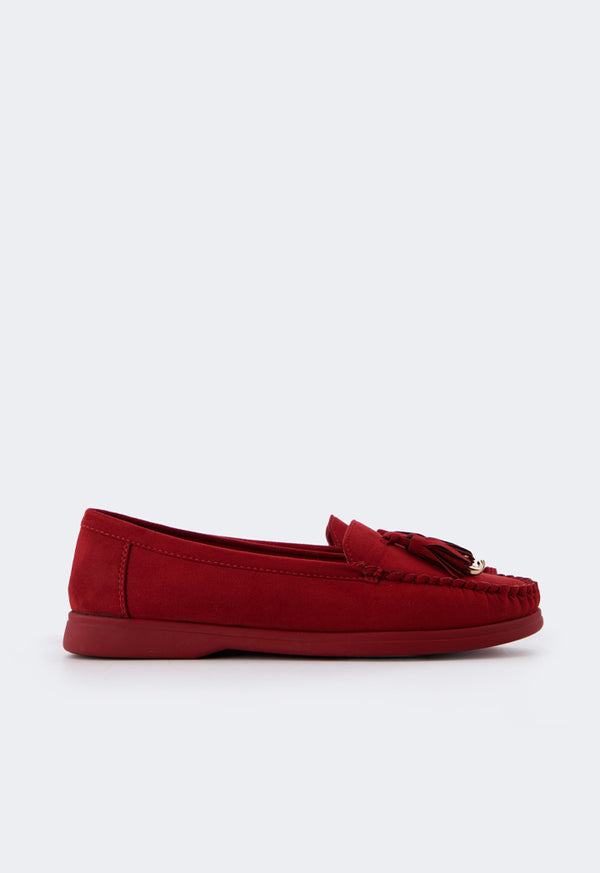 Choice Tassel Suede Loafers Maroon