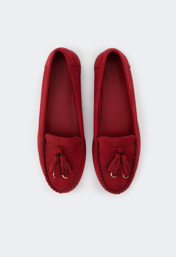 Choice Tassel Suede Loafers Maroon