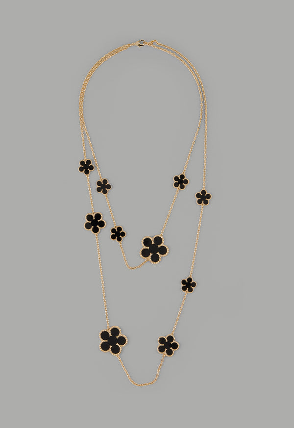 Choice Long Floral Clove Necklace Black