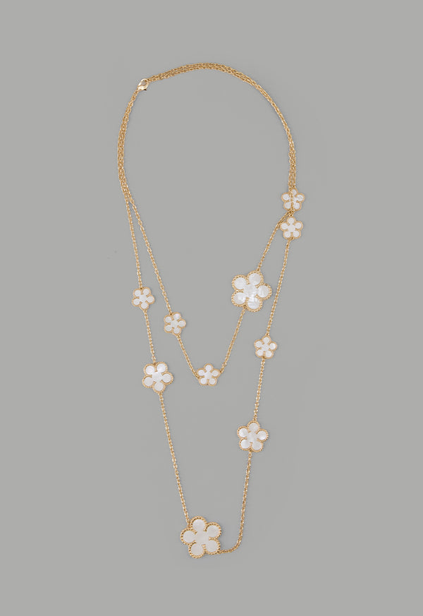 Choice Long Floral Clove Necklace White