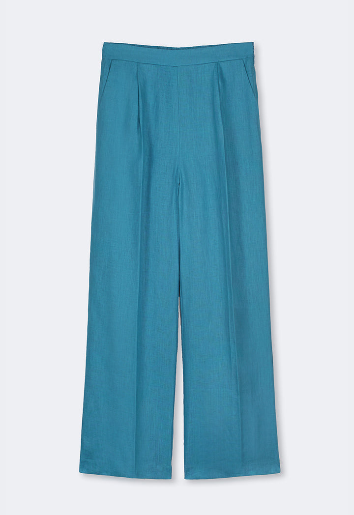 Choice Straight Wide Cut Leg Basic Trousers Blue