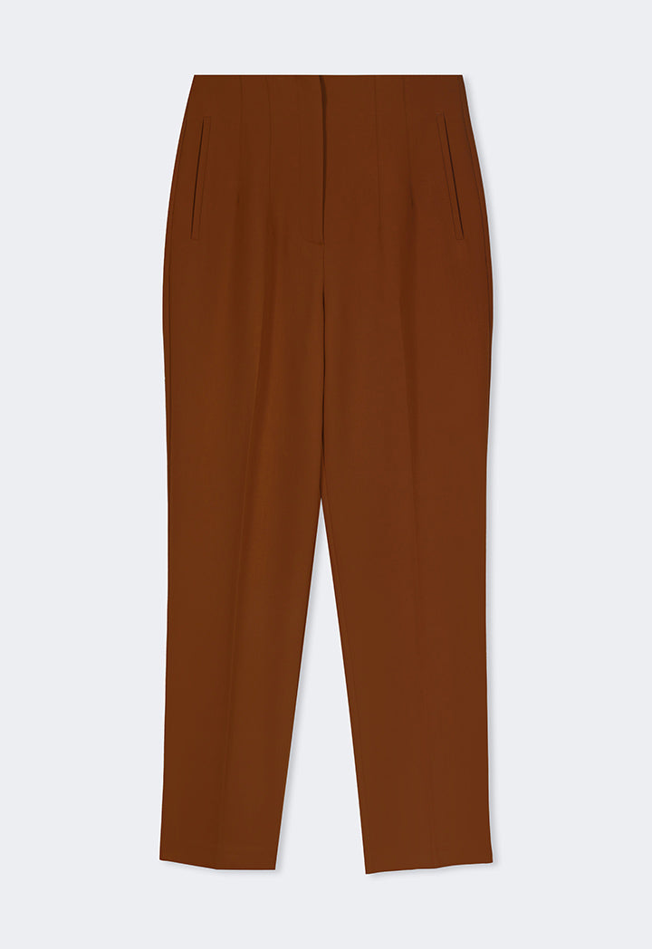Choice Basic High-Waist Trousers Brown