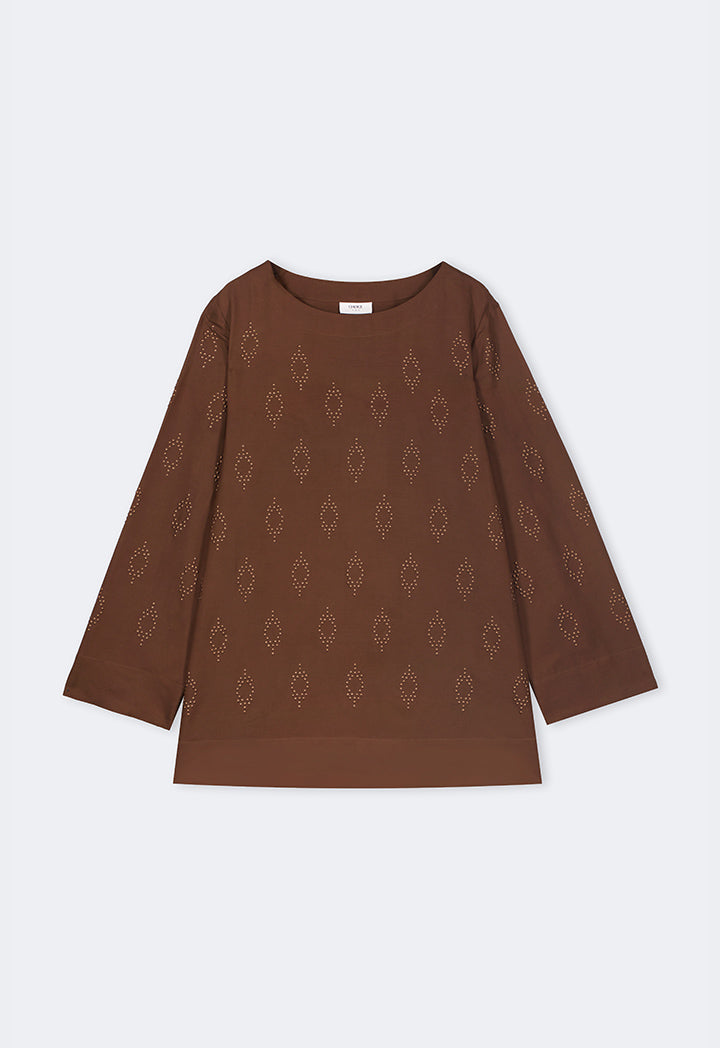 Choice Basic Long Sleeve Blouse Brown