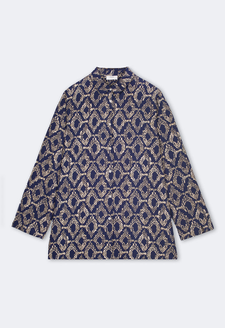 Choice Contrast Printed Shirt Navy