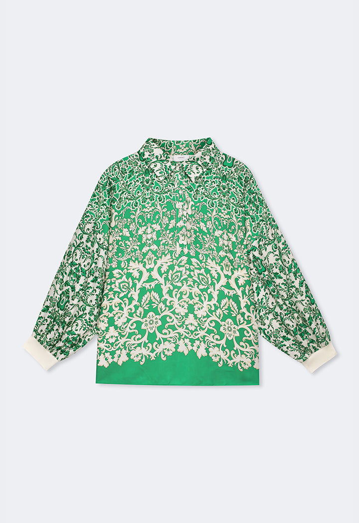 Choice Drop Shoulder Print Shirt Green