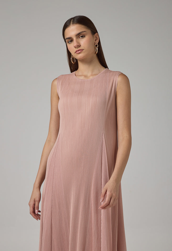 Choice Sleeveless Pleated Maxi Dress Pink
