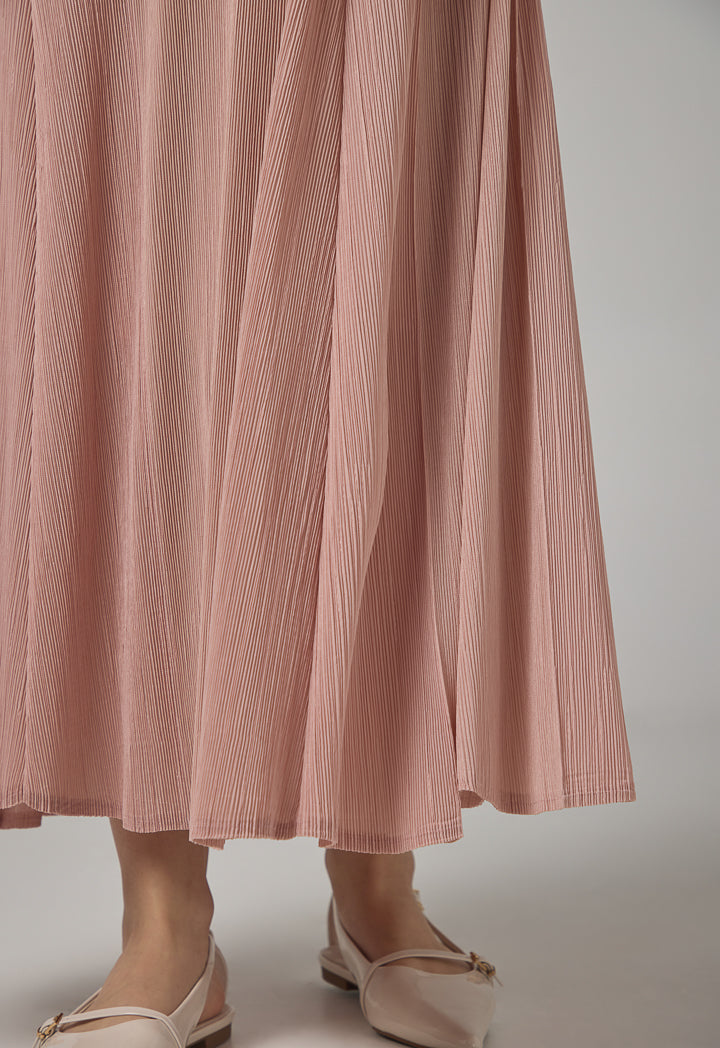 Choice Sleeveless Pleated Maxi Dress Pink