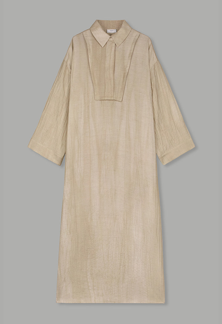 Choice Hidden Buttons Maxi Dress Beige