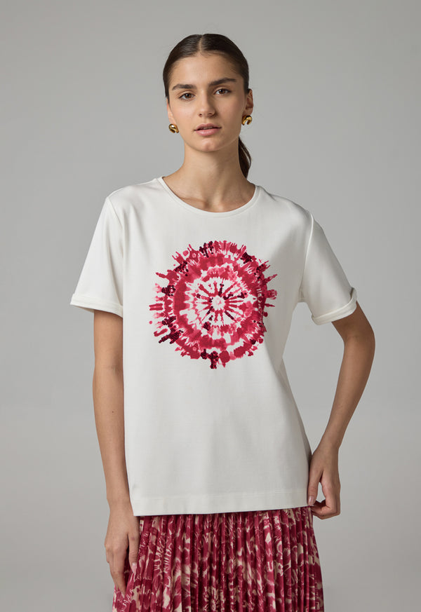 Choice Printed Sequin Embellished T-Shirt Off White