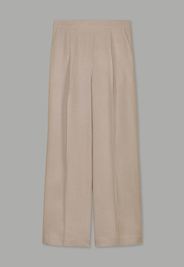 Choice Wide Leg Basic Trousers Beige