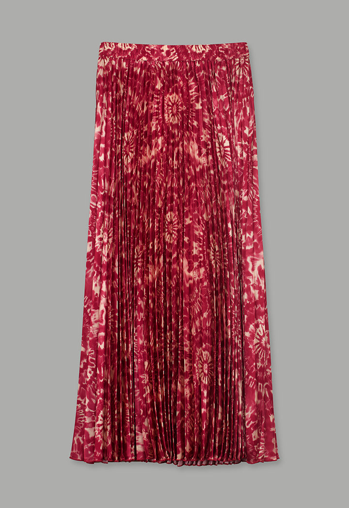 Choice Printed Pleated Maxi Skirt Multi Color