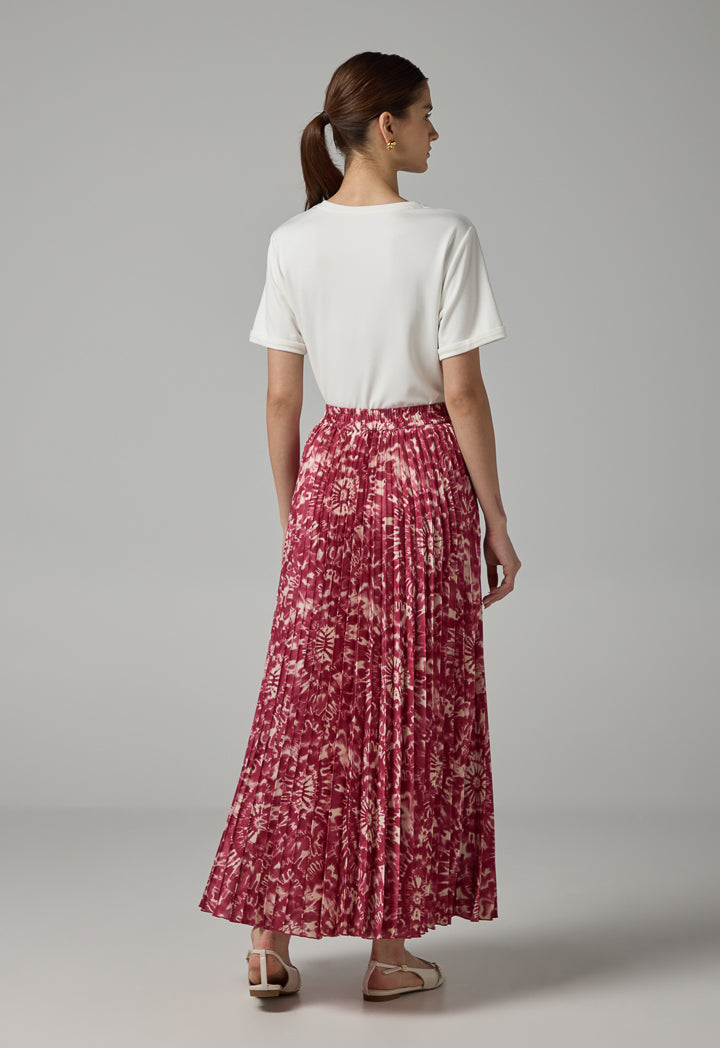 Choice Printed Pleated Maxi Skirt Multi Color