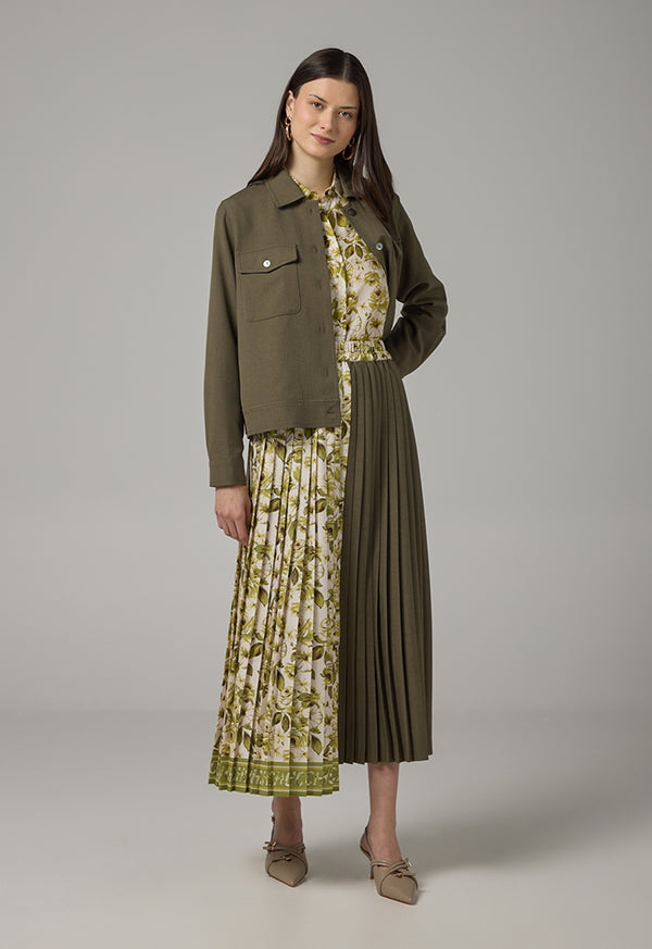 Choice Print Pleated Flared Skirt Multi Color