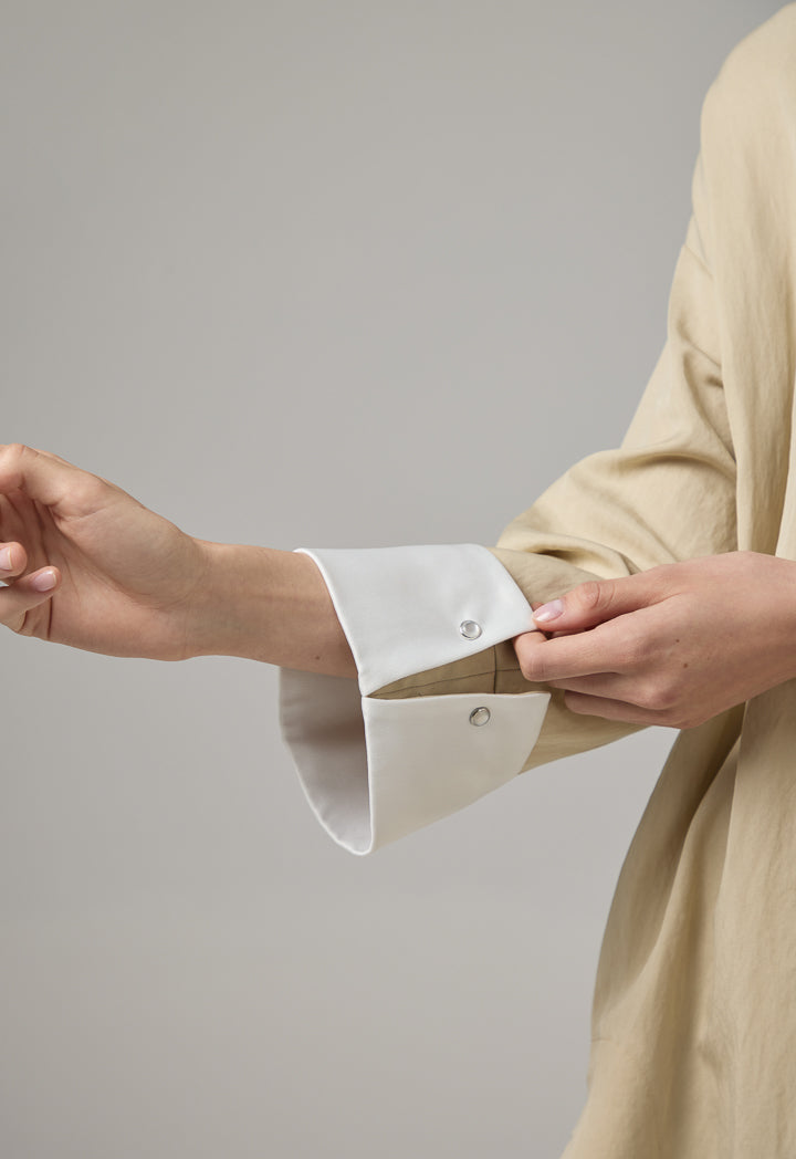 Choice Long Sleeve Solid Blouse Beige