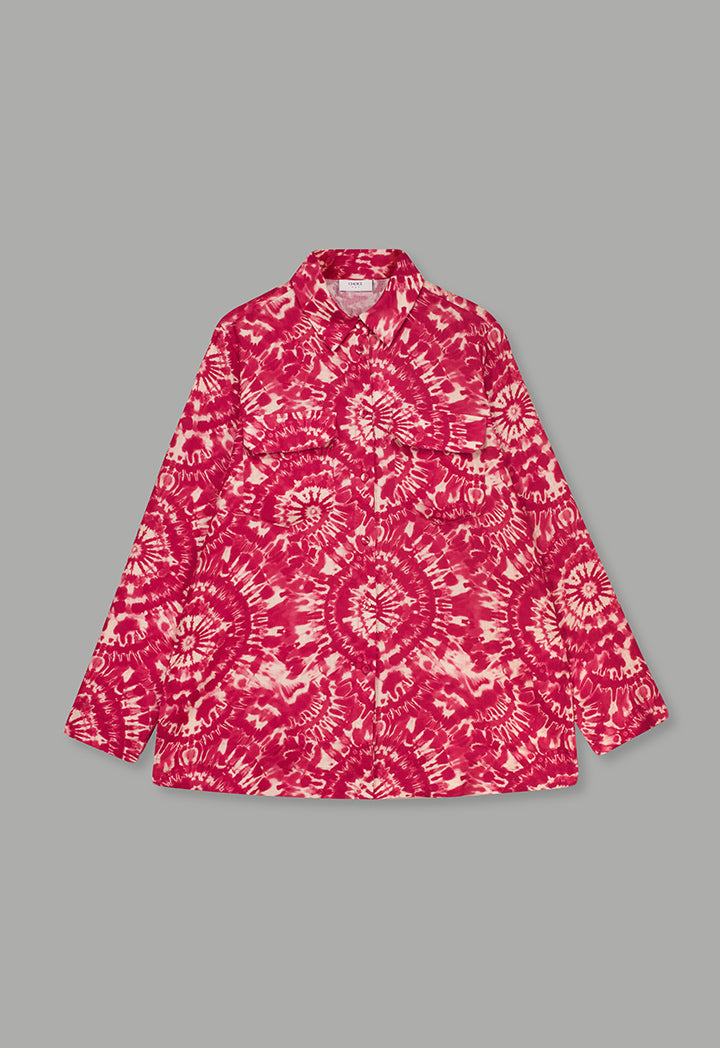 Choice Front Flap Pockets Printed Shirt Multi Color