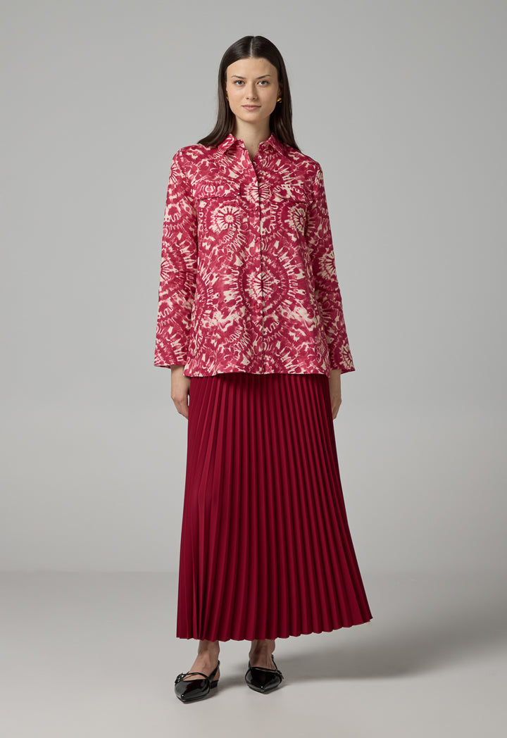 Choice Front Flap Pockets Printed Shirt Multi Color