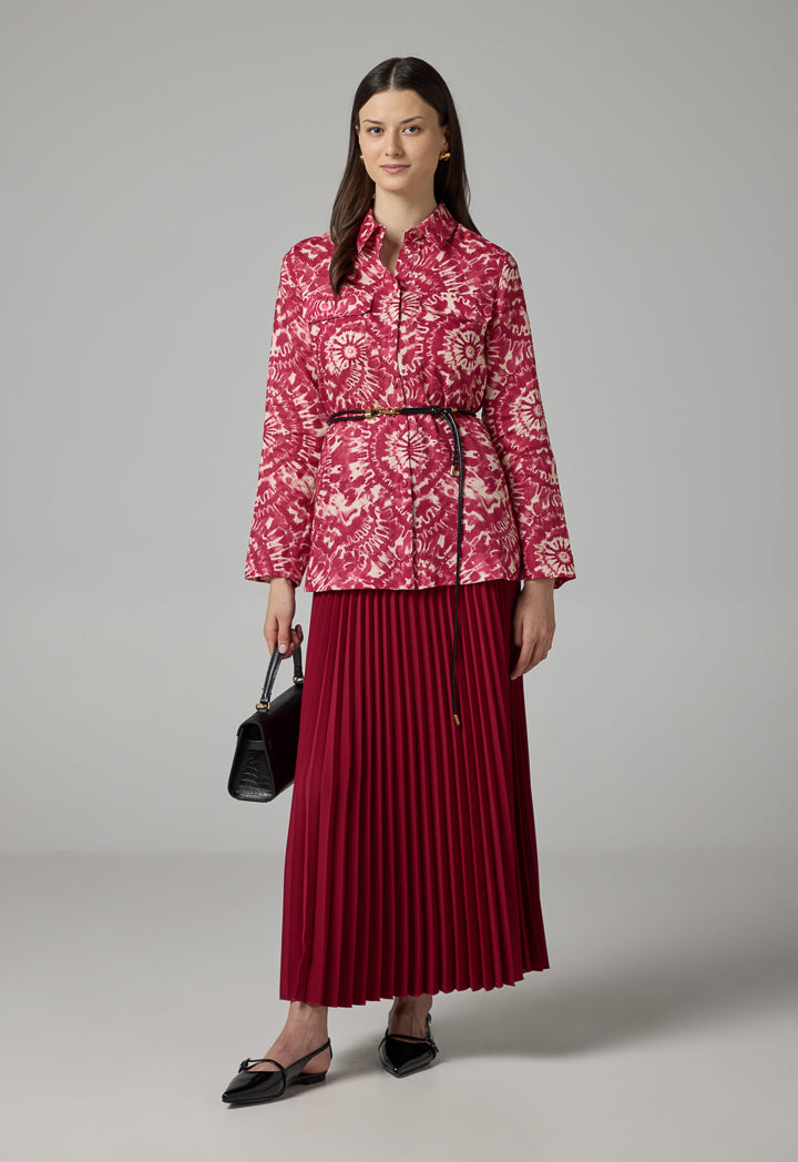 Choice Front Flap Pockets Printed Shirt Multi Color