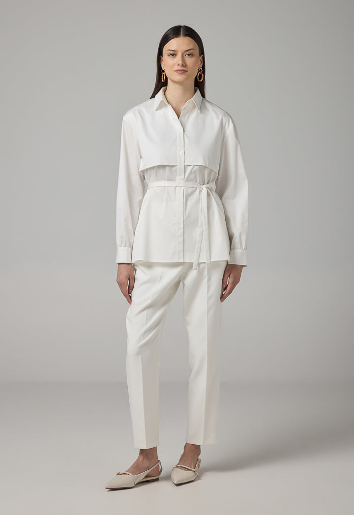 Choice Long Sleeve Overlay Shirt Off White