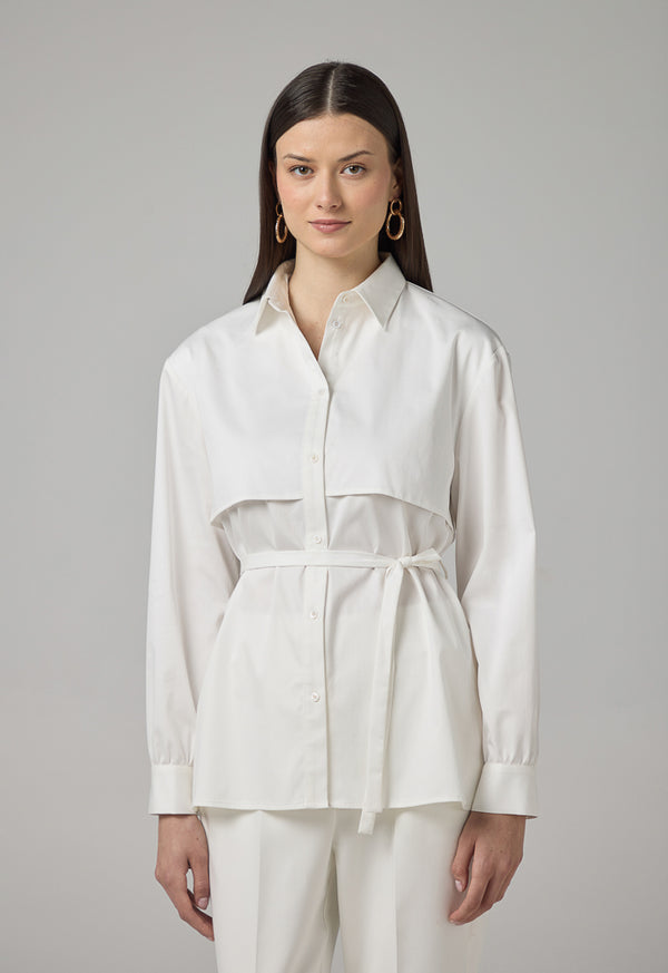 Choice Long Sleeve Overlay Shirt Off White