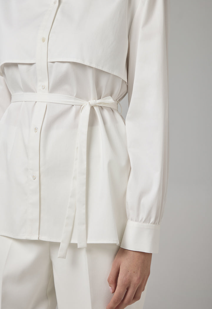 Choice Long Sleeve Overlay Shirt Off White