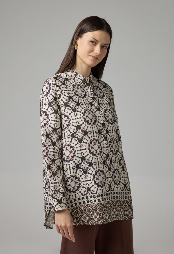 Choice Long Sleeves Printed Shirt Brown