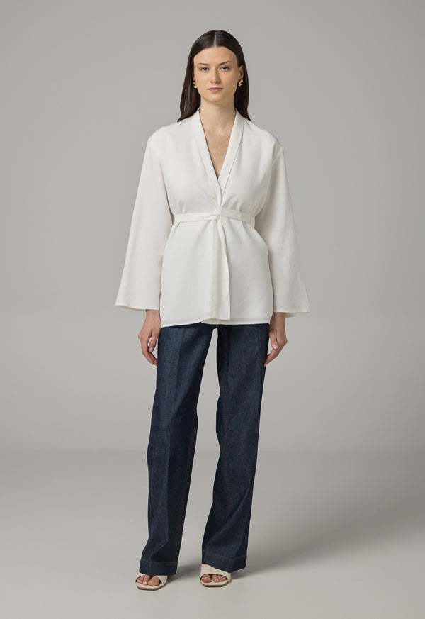 Choice Long Sleeve Basic Kimono Off White