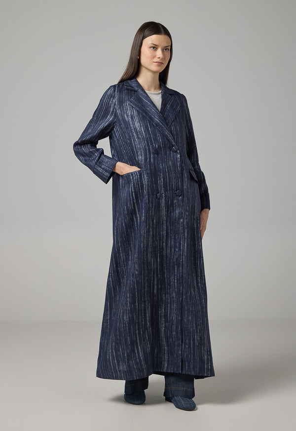 Choice Contrast Long Sleeve Maxi Abaya  Indigo