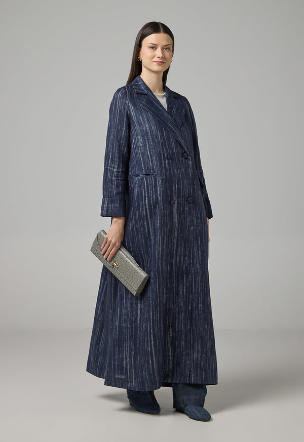 Choice Contrast Long Sleeve Maxi Abaya  Indigo