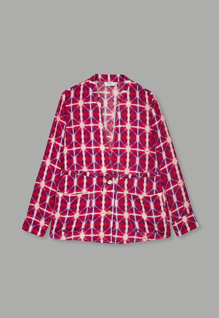 Choice Front Pockets Printed Jacket Multi Color