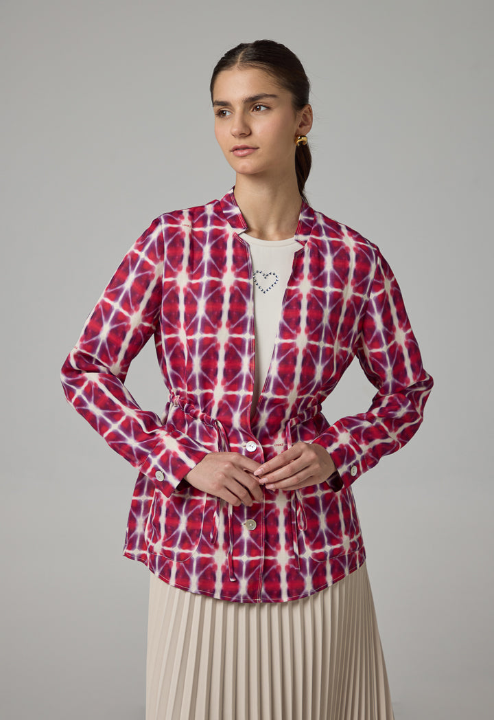 Choice Front Pockets Printed Jacket Multi Color