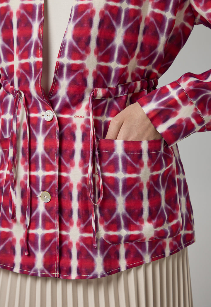 Choice Front Pockets Printed Jacket Multi Color