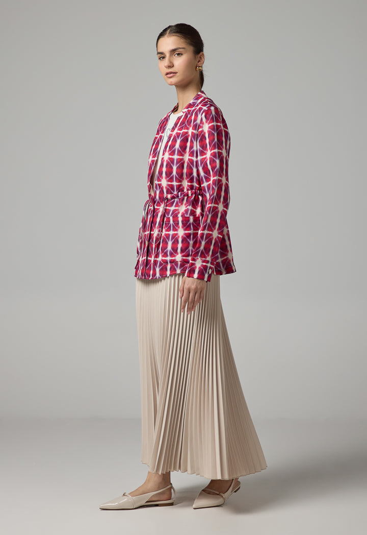 Choice Front Pockets Printed Jacket Multi Color