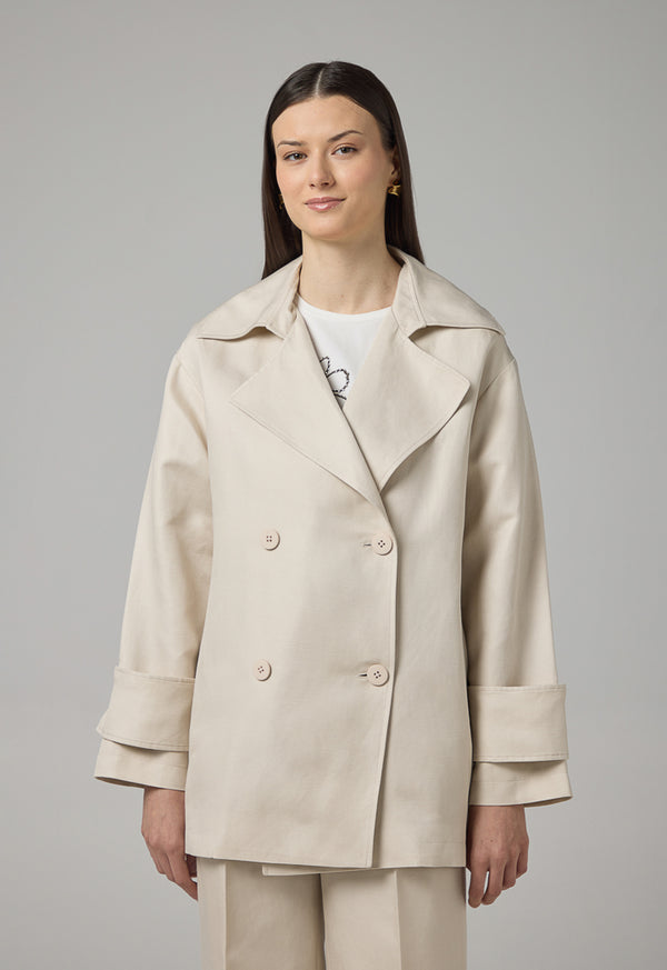 Choice Solid Notched Collar Jacket Beige