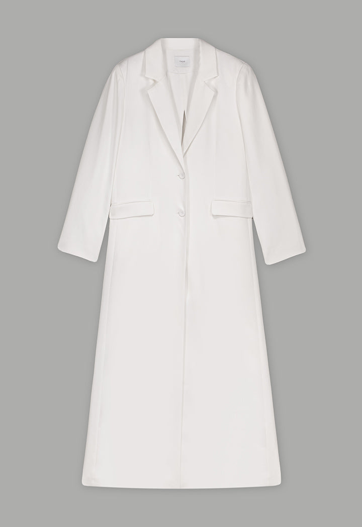 Choice Solid Notched Collar Abaya Off White